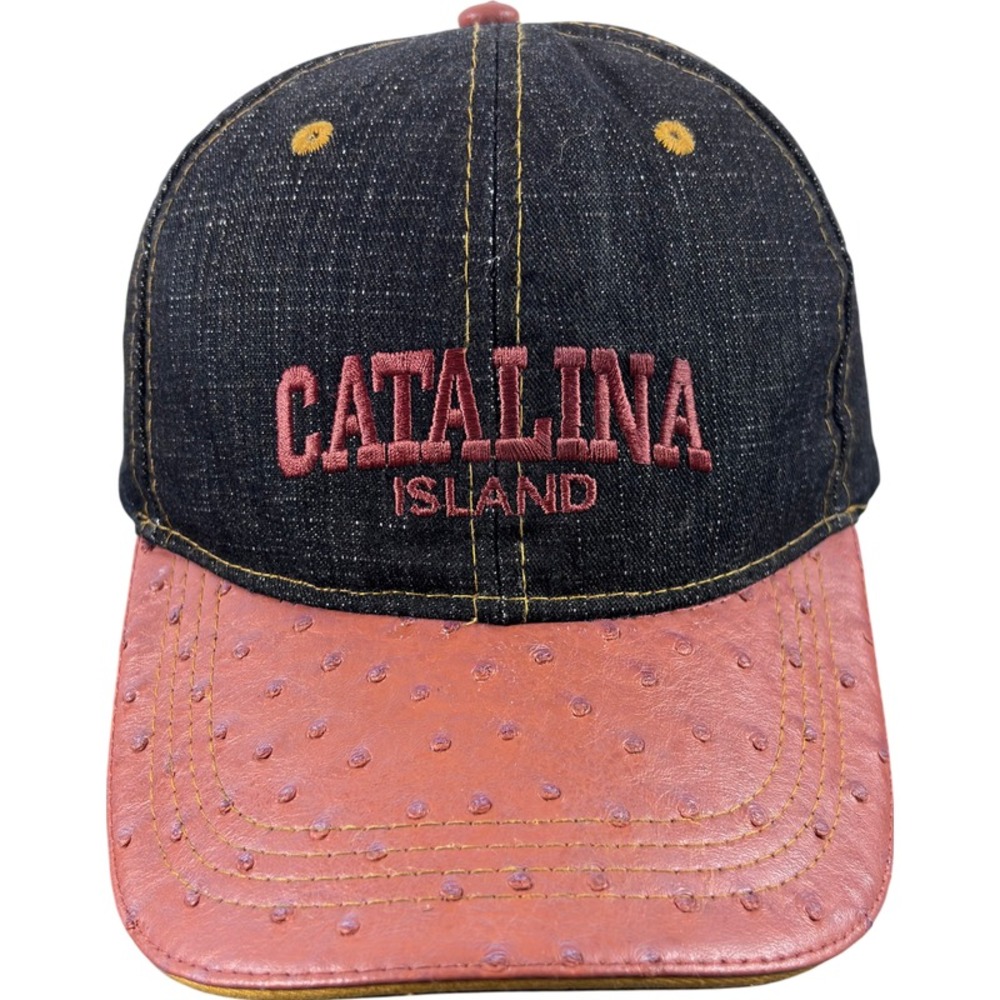 Men's Denim Catalina Island Cowboy Hat Cap Brown Leather Brim Adjustable